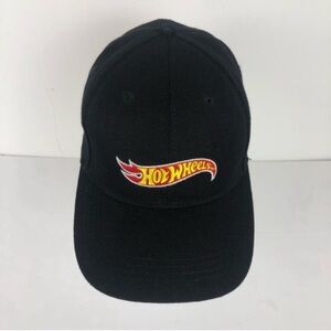 HOT WHEELS Black Twill Embroidered Baseball Hat Cap LIKE NEW Unisex